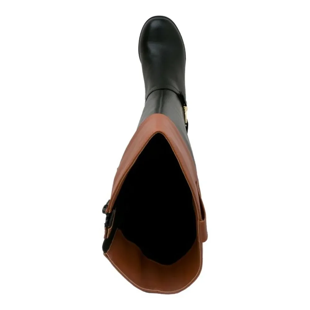 KAREN SCOTT Womens Black Croc Harness Straps Vickyy Almond Riding Boot 6.5 M WC_3